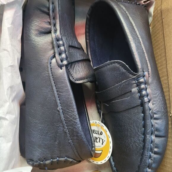 NIB Hawkwell Kids Casual Penny Loafer Moccasin Dress Driveing Shoes NAVY - Picture 7 of 7